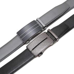 img 2 attached to 👔 Premium Leather Ratchet Click Buckle Belts: Adjustable Men's Accessories for Style and Comfort