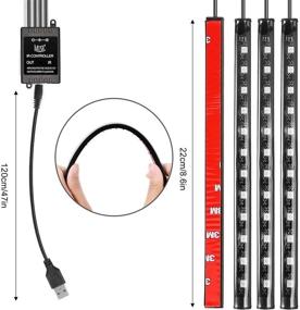 img 1 attached to 🚗 Усилите свой опыт вождения с 4шт 48 USB светодиодными полосами для автомобиля - многоцветными музыкальными светодиодными внутренними лампами с подсветкой внизу приборной панели, с функцией активации звука и беспроводным пультом управления, постоянным напряжением DC 5V.