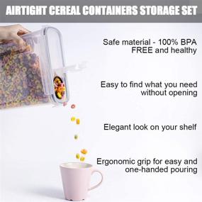 img 3 attached to 🍲 Large Cereal Storage Container Set - 6-Piece Kitchen Pantry Organization and Airtight Food Storage Containers with Lids, BPA-Free Plastic for Flour Snacks, Labels, Spoons