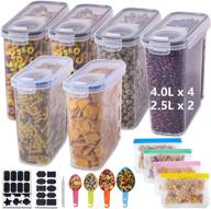 🍲 large cereal storage container set - 6-piece kitchen pantry organization and airtight food storage containers with lids, bpa-free plastic for flour snacks, labels, spoons логотип