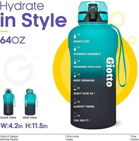 img 3 attached to 💦 Giotto 64oz Motivational Water Bottle with Time Marker & Removable Strainer - Large Half Gallon, Leakproof BPA Free Water Jug for Hydration in Style, Encouraging More Water Consumption