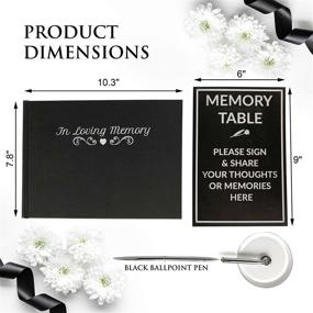 img 1 attached to Hardcover Funeral Guest Book, Memorial Guest Book in Black, Sign-In Guestbook for Condolences, In Loving Memory, with Silver Foil Accents. Includes Silver Pen and Memory Table Card Sign.