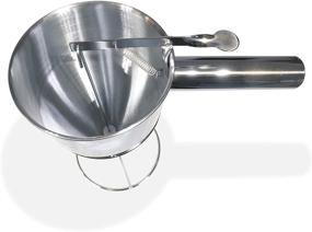 img 1 attached to Honulei 1.2 L Large Stainless Steel Batter Funnel Dispenser Tool with Stand, Handle, Stopper, and Powder Shaker - Ideal for Baking Pancakes, Waffles, Crepes, Cupcakes