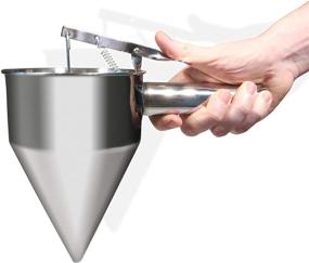 img 2 attached to Honulei 1.2 L Large Stainless Steel Batter Funnel Dispenser Tool with Stand, Handle, Stopper, and Powder Shaker - Ideal for Baking Pancakes, Waffles, Crepes, Cupcakes