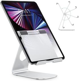 img 4 attached to OMOTON Adjustable iPad Stand Holder - Compatible with iPad 10.2 7th Gen, iPad Pro, iPad Mini, and More - Silver