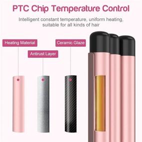 img 2 attached to 🌹 3 Barrel Curling Iron Wand: LCD Display, Ceramic Tourmaline, Adjustable Temperature, Dual Voltage (Rose Gold)