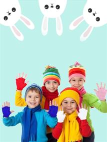 img 3 attached to Детские варежки без пальцев, переводные перчатки с откидным верхом, мягкие вязаные перчатки для мальчиков и девочек - 3 пары