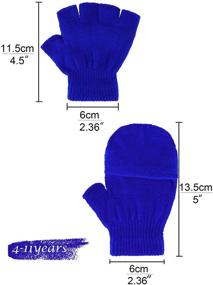 img 1 attached to Kids Fingerless Mittens Convertible Flip Top Gloves, Soft Knitted Gloves for Boys and Girls - 3 Pairs