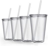 🥤 16 oz double wall reusable plastic acrylic tumblers - clear - pack of 4, ideal for parties, birthdays, customization - maars classic insulated логотип