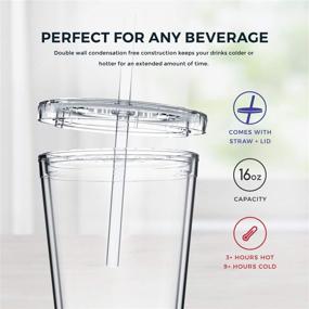 img 2 attached to 🥤 16 oz Double Wall Reusable Plastic Acrylic Tumblers - Clear - Pack of 4, Ideal for Parties, Birthdays, Customization - Maars Classic Insulated