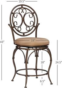 img 3 attached to Premium Bronze/Beige Powell Counter Stool for Big and Tall - Scroll Circle Back Design