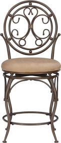 img 2 attached to Premium Bronze/Beige Powell Counter Stool for Big and Tall - Scroll Circle Back Design