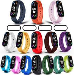 img 4 attached to 🌈 Миломдой 15 цветовых ремешков браслет для Xiaomi Mi Band 6/Mi Band 5 + 4 упаковки защитной пленки PET, мягкий силиконовый заменяемый ремешок регулируемый спортивный браслет - 15 цветных вариантов.