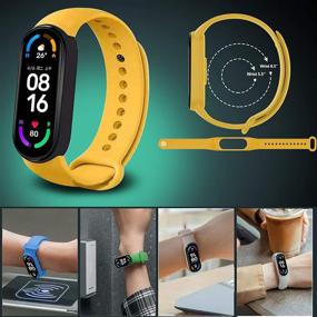 img 1 attached to 🌈 Миломдой 15 цветовых ремешков браслет для Xiaomi Mi Band 6/Mi Band 5 + 4 упаковки защитной пленки PET, мягкий силиконовый заменяемый ремешок регулируемый спортивный браслет - 15 цветных вариантов.