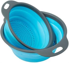 img 2 attached to 🍝 Convenient Collapsible Colander Trio - Sink Strainer Set with Silicone Kitchen Strainer - 6 quart, 3 Quart, and 2 Quart for Easy Pasta, Vegetable, and Fruit Draining (Blue)