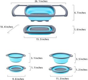 img 3 attached to 🍝 Convenient Collapsible Colander Trio - Sink Strainer Set with Silicone Kitchen Strainer - 6 quart, 3 Quart, and 2 Quart for Easy Pasta, Vegetable, and Fruit Draining (Blue)