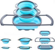 🍝 convenient collapsible colander trio - sink strainer set with silicone kitchen strainer - 6 quart, 3 quart, and 2 quart for easy pasta, vegetable, and fruit draining (blue) logo