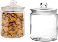 set of 2 airtight glass jars with lid (2 liter) for flour, pasta, candy, dog treats, snacks & more - glass storage containers for kitchen & pantry - 68 ounces capacity логотип