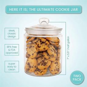 img 2 attached to Set of 2 Airtight Glass Jars with Lid (2 Liter) for Flour, Pasta, Candy, Dog Treats, Snacks & More - Glass Storage Containers for Kitchen & Pantry - 68 Ounces Capacity