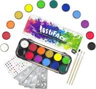 🎨 festiface face and body paint kit - ideal for kids and adults, 12 extra-large vibrant colors, includes 4 uv black light neons, stencils, and brushes - perfect gift set, rrp $25.95 logo