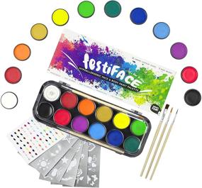 img 4 attached to 🎨 FestiFACE Face and Body Paint Kit - Ideal for Kids and Adults, 12 Extra-Large Vibrant Colors, Includes 4 UV Black Light Neons, Stencils, and Brushes - Perfect Gift Set, RRP $25.95