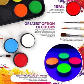 img 2 attached to 🎨 FestiFACE Face and Body Paint Kit - Ideal for Kids and Adults, 12 Extra-Large Vibrant Colors, Includes 4 UV Black Light Neons, Stencils, and Brushes - Perfect Gift Set, RRP $25.95