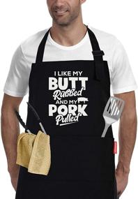 img 4 attached to 🍖 I Like My Butt Rubbed and My Pork Pulled Funny Apron: Perfect Kitchen Chef Apron & Birthday Gift for Men