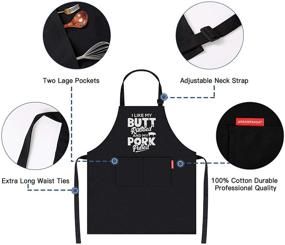 img 3 attached to 🍖 I Like My Butt Rubbed and My Pork Pulled Funny Apron: Perfect Kitchen Chef Apron & Birthday Gift for Men