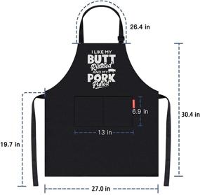 img 2 attached to 🍖 I Like My Butt Rubbed and My Pork Pulled Funny Apron: Perfect Kitchen Chef Apron & Birthday Gift for Men