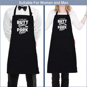 img 1 attached to 🍖 I Like My Butt Rubbed and My Pork Pulled Funny Apron: Perfect Kitchen Chef Apron & Birthday Gift for Men