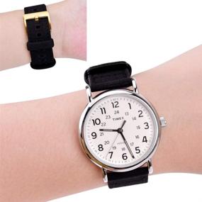 img 2 attached to 👉 Ritche Canvas Quick Release Watch Band - 18mm, 20mm, 22mm - Replacement Watch Straps for Men and Women