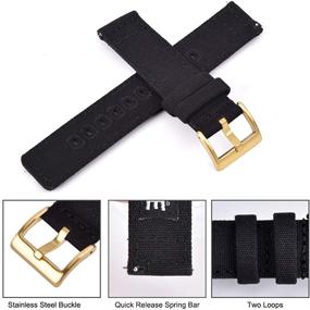 img 1 attached to 👉 Ritche Canvas Quick Release Watch Band - 18mm, 20mm, 22mm - Replacement Watch Straps for Men and Women