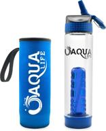 aqua life fruit infuser water bottle - boost hydration with 25 oz bpa free tritan plastic sports bottle, leak proof flip top lid, insulated sleeve, straw, and bottom loading diffuser - add flavor and stay refreshed logo