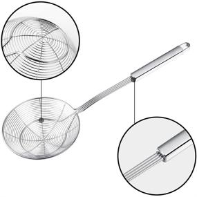 img 2 attached to 🕷️ Stainless Steel Spider Skimmer Strainer Ladle Spoon with Handle for Kitchen Deep Frying, Pasta, Spaghetti, Noodles - 5.5 Inch