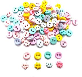 img 1 attached to 🔘 100 Pcs Tiny Button Set: Micro 2-Hole Size 6mm in Assorted Pastel Colors