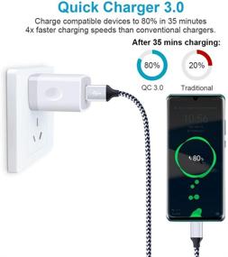 img 3 attached to Fast Charging Kit: Quick Charger 3.0, USB C Type C Charging Cable Cord with Adaptive Fast Wall Charger - Compatible with Samsung Galaxy S21, Note 20, S20 FE Ultra 5G, S10E, S9, S8 Plus, A10e, A11, A21, A20, A50, A51, A01, LG K51, Stylo 6