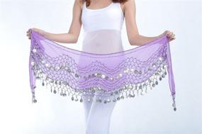 img 2 attached to 💃 Get Ready to Shine: Uherebuy Chiffon Dangling Gold Coins Belly Dance Hip Skirt Scarf Belt