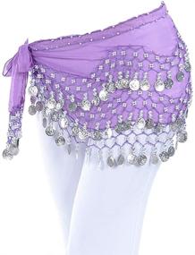 img 4 attached to 💃 Get Ready to Shine: Uherebuy Chiffon Dangling Gold Coins Belly Dance Hip Skirt Scarf Belt