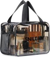 ✈️ sniloaw clear makeup bag - transparent cosmetic organizer pouches, waterproof and draining clear travel bags for toiletries, see through traveling airport airline compliant - stadium approved clear totes bag for women and men logo