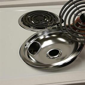 img 3 attached to 🍽️ Essential Kitchen Basics 101 Replacement Chrome Drip Pans for Whirlpool W10196405 and W10196406 - Includes 8-Inch and 3x 6-Inch Pans, 4 Pack