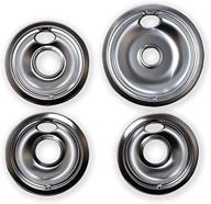 🍽️ essential kitchen basics 101 replacement chrome drip pans for whirlpool w10196405 and w10196406 - includes 8-inch and 3x 6-inch pans, 4 pack логотип