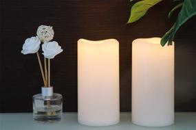 img 3 attached to 🕯️ GenSwin Waterproof Outdoor Flameless Candles with Remote Timer - Set of 2, 8"x4" Large Flickering LED Pillar Candles for Indoor Outdoor Lanterns - Long-Lasting, Won't Melt (White)