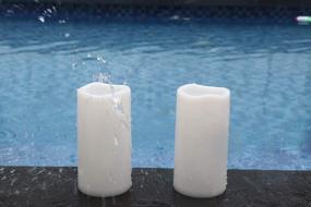 img 1 attached to 🕯️ GenSwin Waterproof Outdoor Flameless Candles with Remote Timer - Set of 2, 8"x4" Large Flickering LED Pillar Candles for Indoor Outdoor Lanterns - Long-Lasting, Won't Melt (White)