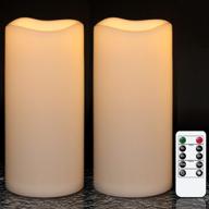 🕯️ genswin waterproof outdoor flameless candles with remote timer - set of 2, 8"x4" large flickering led pillar candles for indoor outdoor lanterns - long-lasting, won't melt (white) логотип