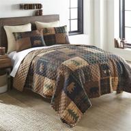 🏞️ brown bear cabin lodge quilt set - full/queen size bedding - 3 piece set with pillow shams - machine washable logo