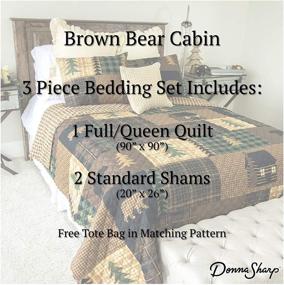 img 3 attached to 🏞️ Brown Bear Cabin Lodge Quilt Set - Full/Queen Size Bedding - 3 Piece Set with Pillow Shams - Machine Washable