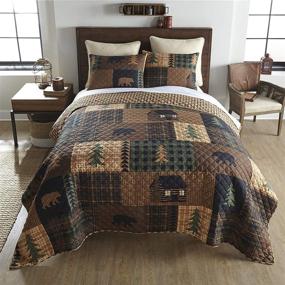 img 2 attached to 🏞️ Brown Bear Cabin Lodge Quilt Set - Full/Queen Size Bedding - 3 Piece Set with Pillow Shams - Machine Washable