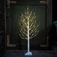 🎄 lamphome 4ft birch tree with 72l led lights - perfect christmas decoration for home, party, and outdoor use! logo