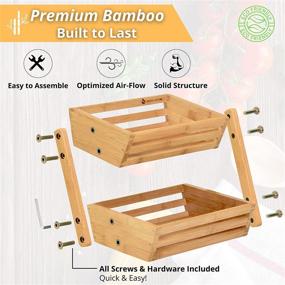 img 2 attached to 🍏 Bamboo 2 Tier Fruit Basket - Golden Nature Fruit Stand for Kitchen Counter, Fruit Bowl, Banana Holder - Ideal Fruit Holder for Veggie and Fruit Storage, Potato and Onion Storage