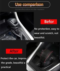 img 2 attached to Great-Luck Genuine Leather Automatic Gear Shift Knob Cover Protector Trim - Black with Red Stitches | Car Interior Accessories for Toyota RAV4 (2019-2022) & RAV4 Prime (2021-2022)